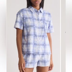 PJ Salvage Graphic Short Pajamas‎ flannel medium Set shorts shirt NWT